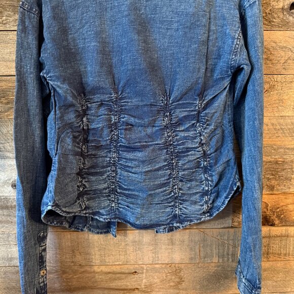 Pilcro Ruched Denim Blouse in XS NWT - Picture 8 of 8